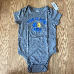 Old Navy This is How I Roll Hanukkah Dreidel Onesie Gray 12-18 Months